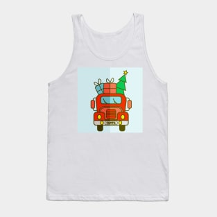 Red Christmas truck front view Merry Christmas Tank Top